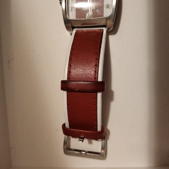 MOSCHINO MW0005 Unisex -I FEEL DANDY Red and White Dial and Leather Strap WATCH - Picture 10 of 14